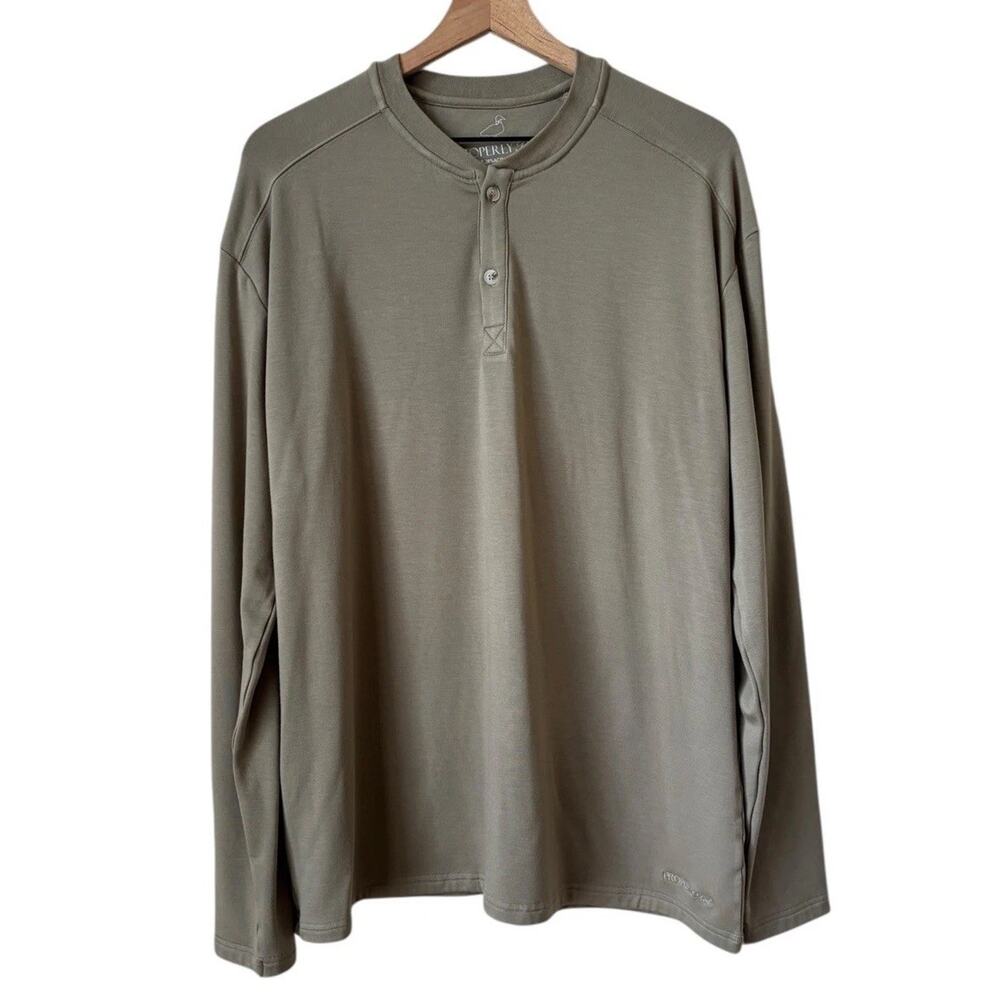 Properly Tied Men’s Shoreline Henley Shirt Size XL Sage Green Stretch Hunting